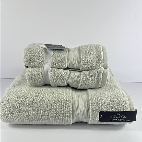 3 Pc Brooks Brothers Gray Bath Towel Set Premium Cotton Zero Twist Solucell NEW - Picture 1 of 9